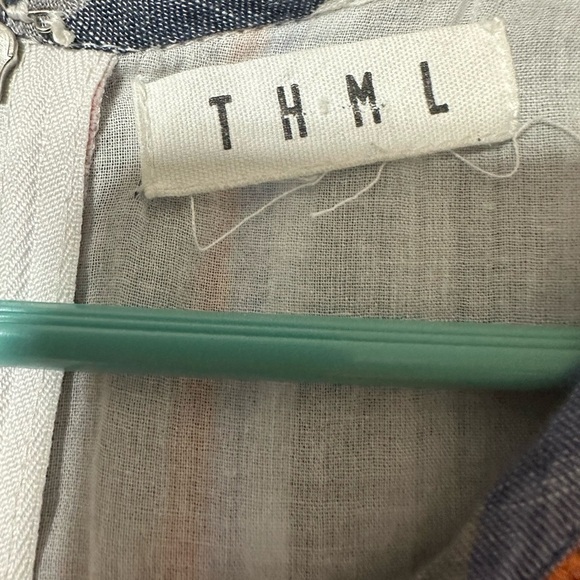 THML Dress M Striped Embroidered Boho Cotton Sleeveless Lined - Picture 5 of 9